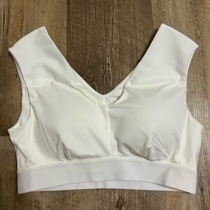 Tommy Copper Posture Support White V-Neck Sports Bra